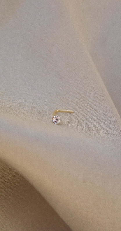 9K Gold Cubic Zirconia Nose Stud - Jewellery Hut