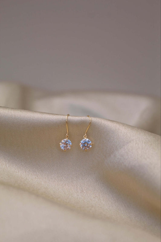 9K Yellow Gold Cubic Zirconia Drop Earrings - Jewellery Hut