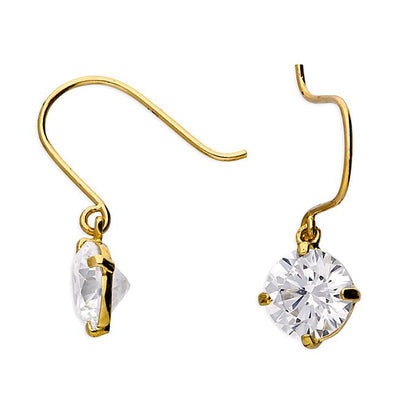 9K Yellow Gold Cubic Zirconia Drop Earrings - Jewellery Hut