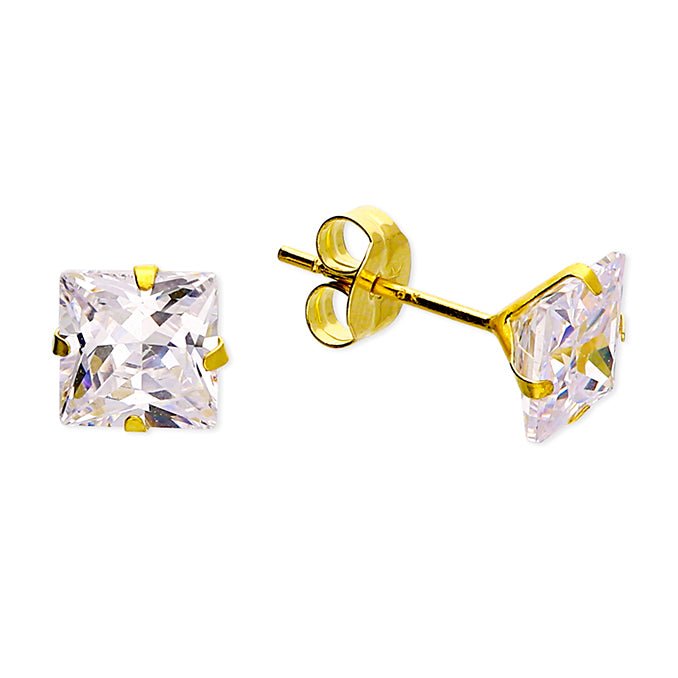 9K Yellow Gold Square Stud Earrings - Jewellery Hut