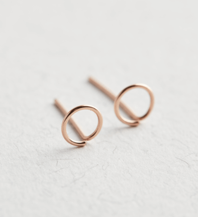 Rose Gold Circle Stud Earrings - Jewellery Hut