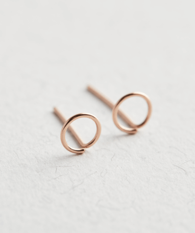 Rose Gold Circle Stud Earrings - Jewellery Hut