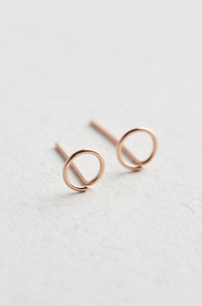 Rose Gold Circle Stud Earrings - Jewellery Hut