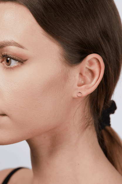 Rose Gold Circle Stud Earrings - Jewellery Hut