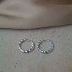 Sterling Silver Chunky Hammered Huggie Hoops - Jewellery Hut