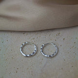 Sterling Silver Chunky Hammered Huggie Hoops - Jewellery Hut