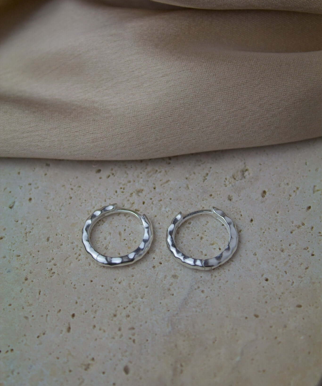Sterling Silver Chunky Hammered Huggie Hoops - Jewellery Hut