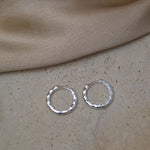 Sterling Silver Chunky Hammered Huggie Hoops - Jewellery Hut