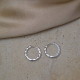 Sterling Silver Chunky Hammered Huggie Hoops - Jewellery Hut