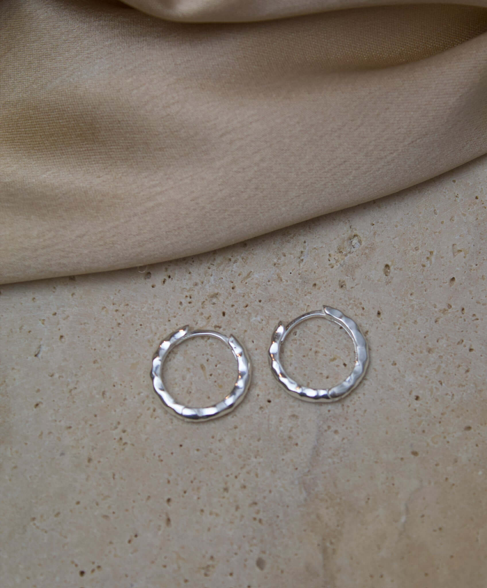 Sterling Silver Chunky Hammered Huggie Hoops - Jewellery Hut