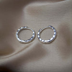 Sterling Silver Chunky Hammered Huggie Hoops - Jewellery Hut