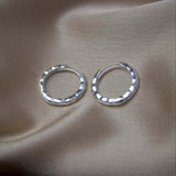 Sterling Silver Chunky Hammered Huggie Hoops - Jewellery Hut