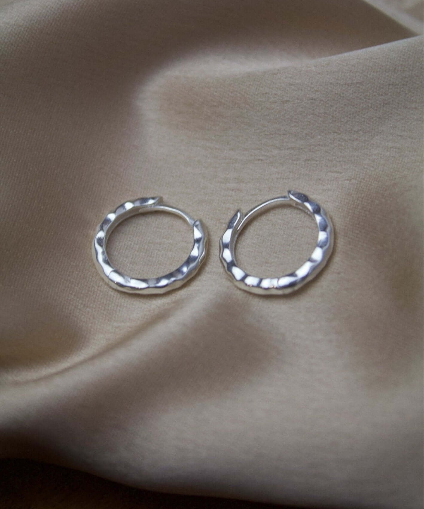 Sterling Silver Chunky Hammered Huggie Hoops - Jewellery Hut