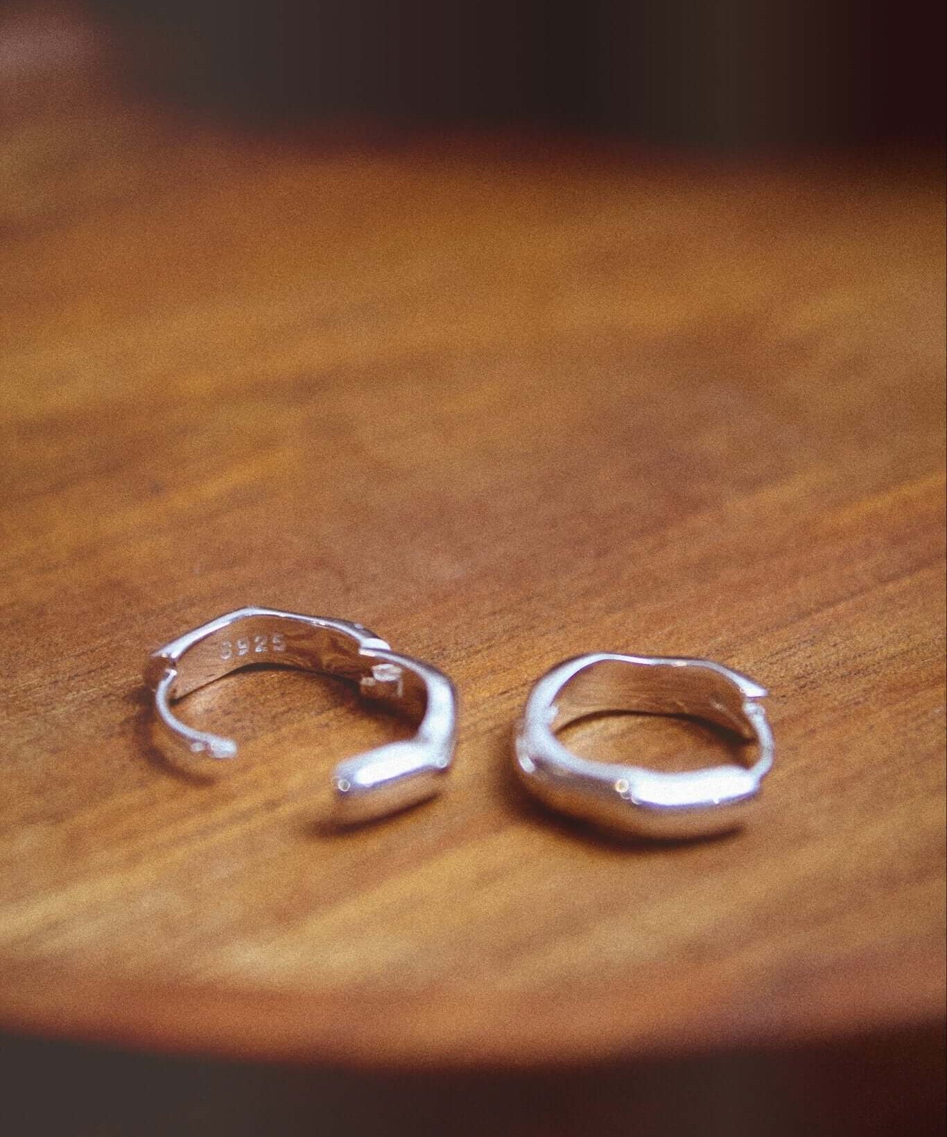 Sterling Silver Chunky Hexagonal Huggie Hoops - Jewellery Hut