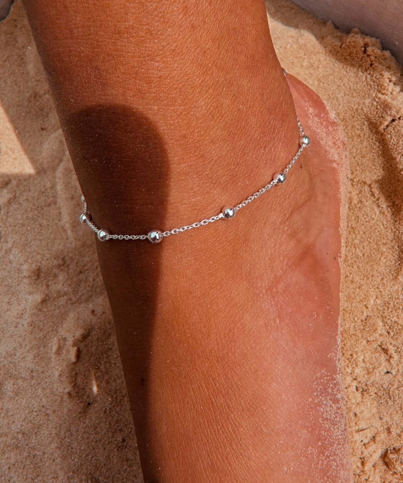 Sterling Silver Chunky Satellite Anklet - Jewellery Hut