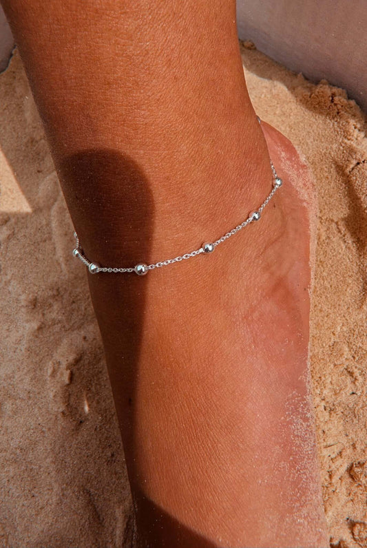 Sterling Silver Chunky Satellite Anklet - Jewellery Hut