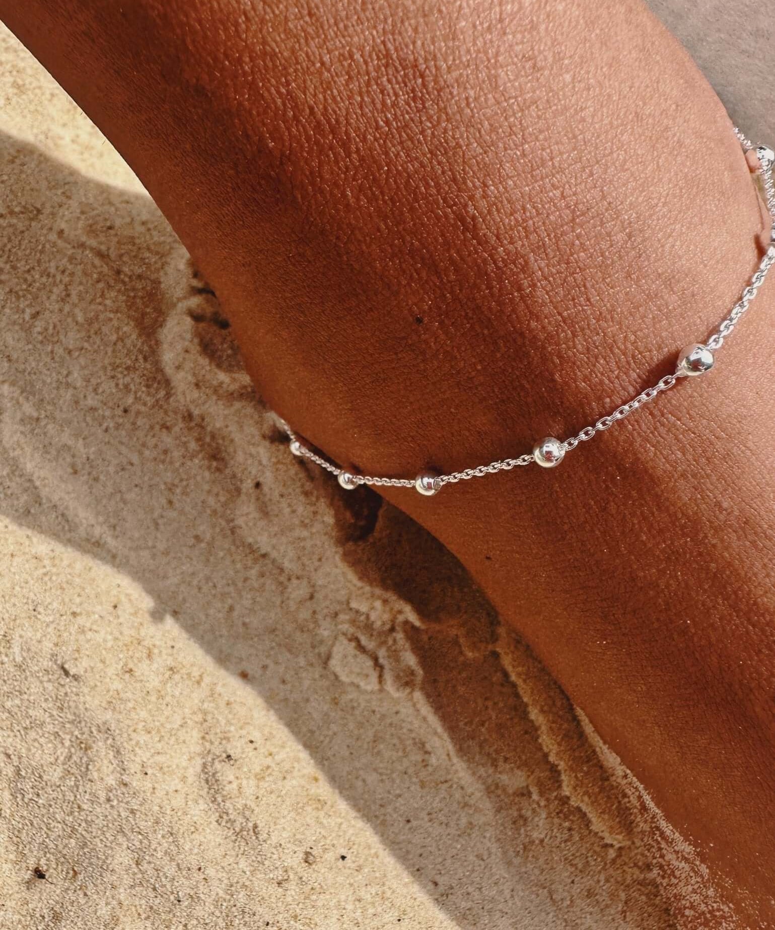 Sterling Silver Chunky Satellite Anklet - Jewellery Hut