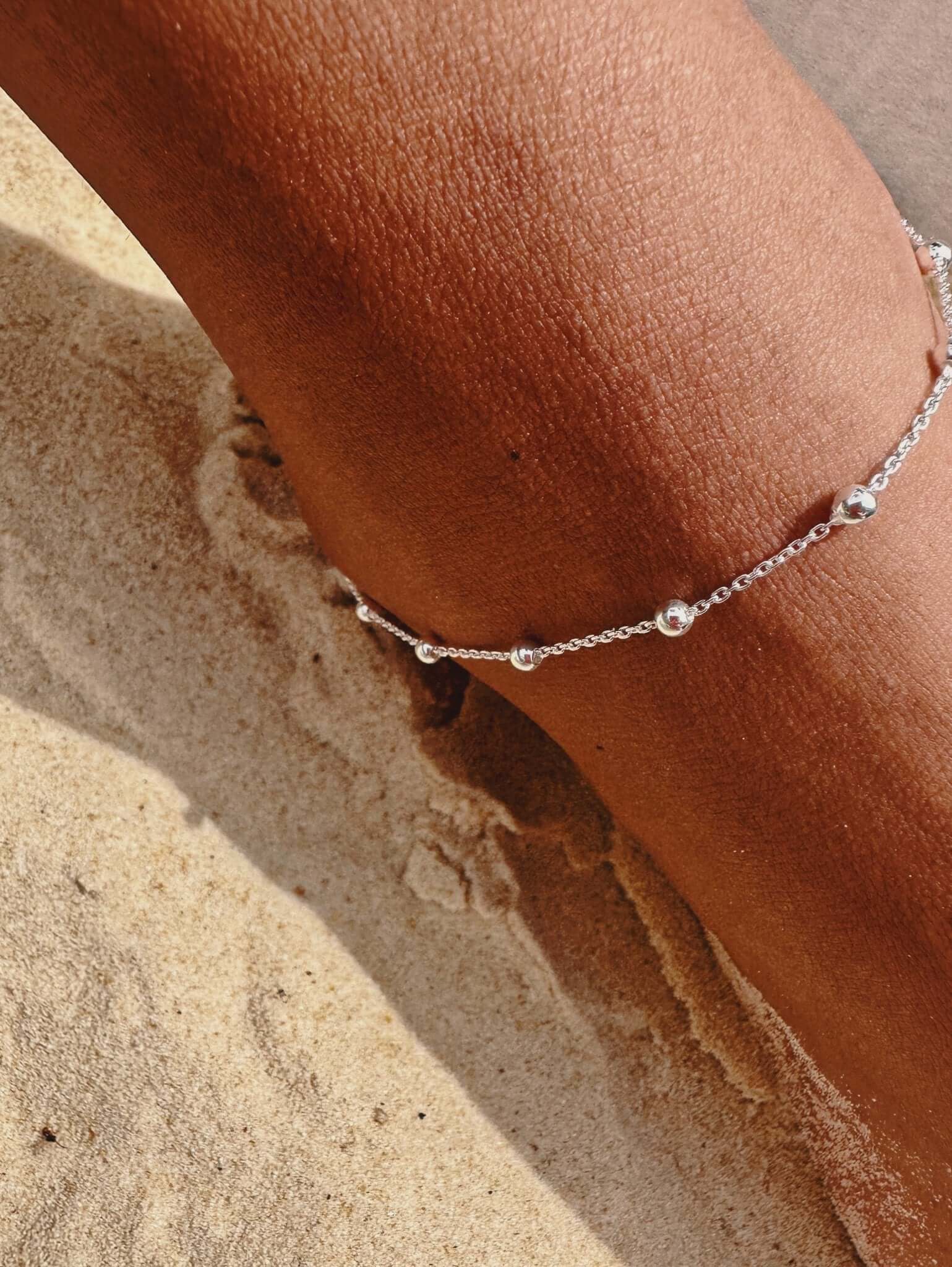 Sterling Silver Chunky Satellite Anklet - Jewellery Hut