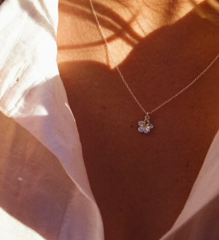 Sterling Silver Flower Pendant Necklace - Jewellery Hut