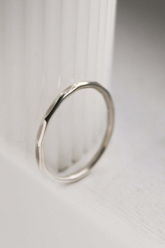 Sterling Silver Hammered Stacking Ring - Jewellery Hut