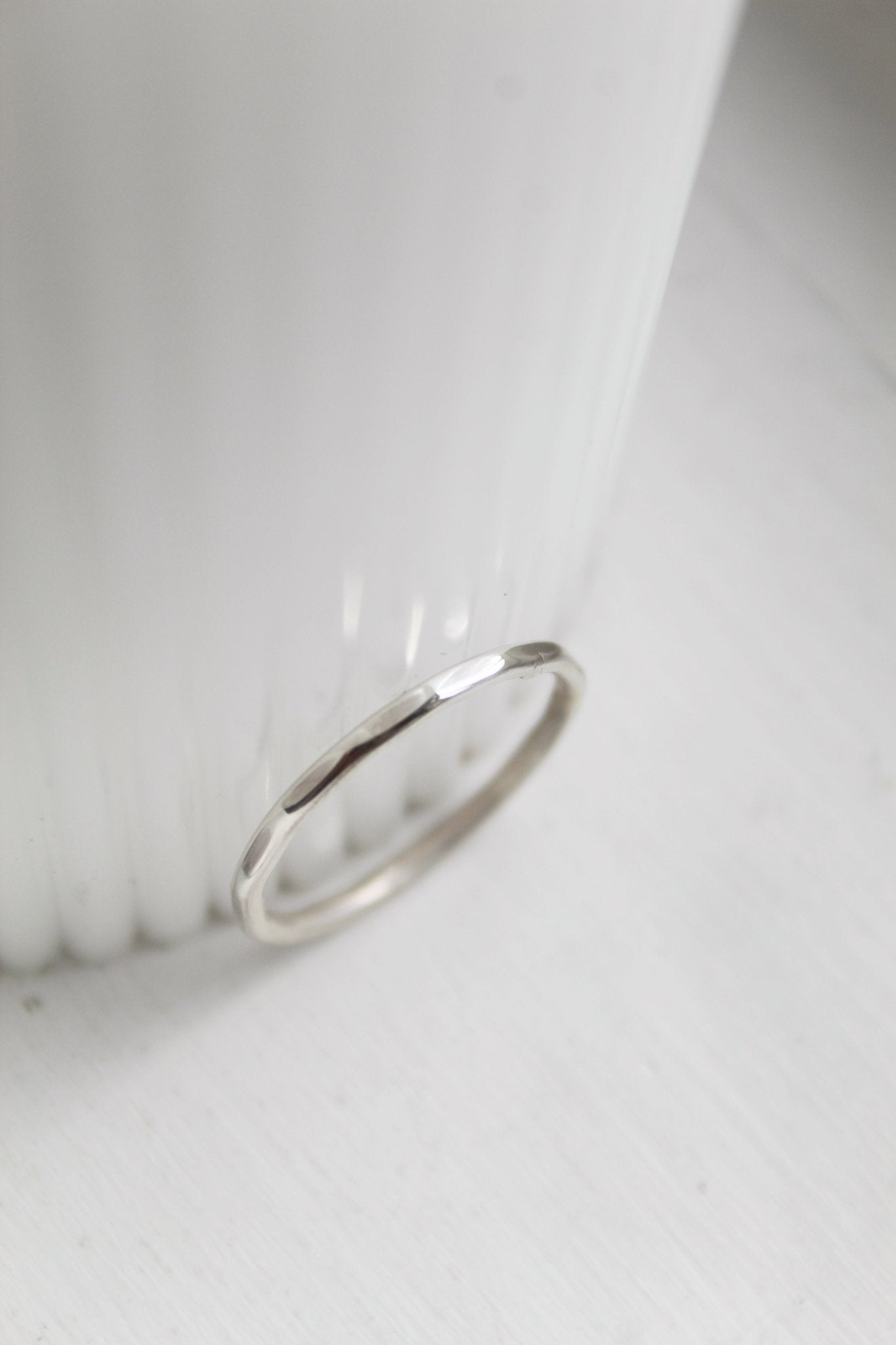Sterling Silver Hammered Stacking Ring - Jewellery Hut