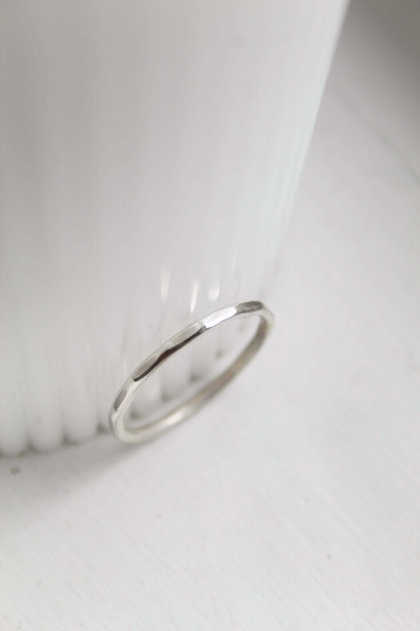 Sterling Silver Hammered Stacking Ring - Jewellery Hut