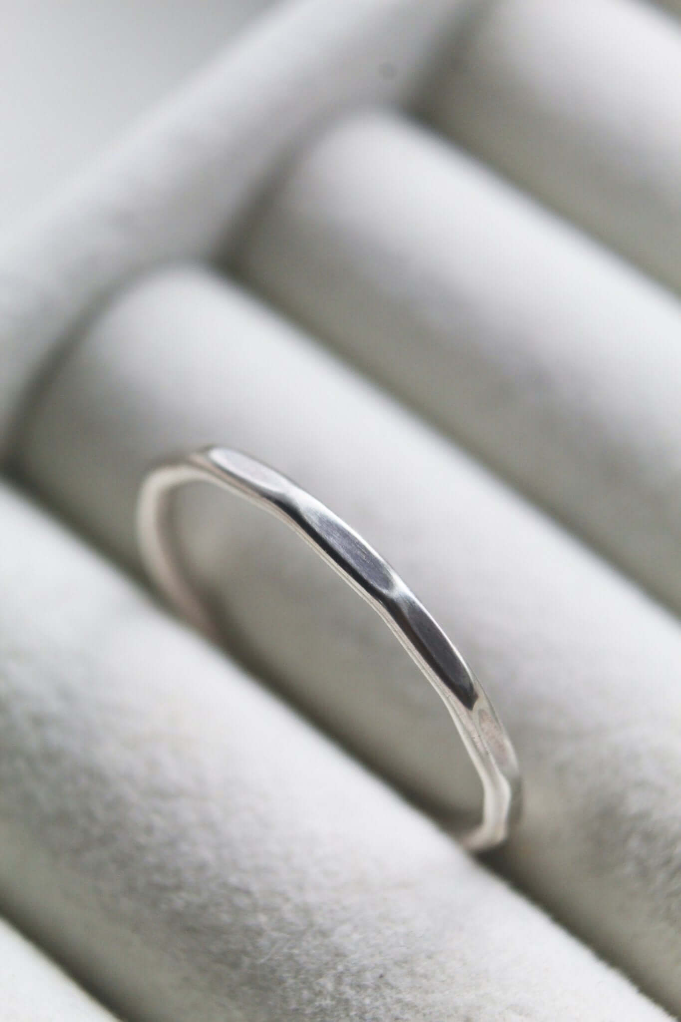 Sterling Silver Hammered Stacking Ring - Jewellery Hut