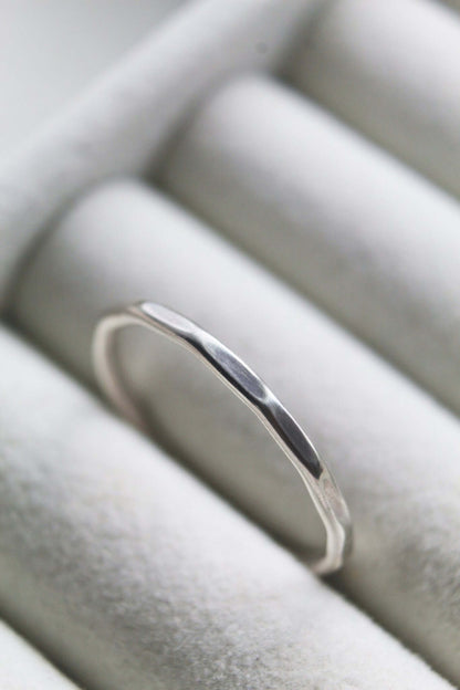 Sterling Silver Hammered Stacking Ring - Jewellery Hut