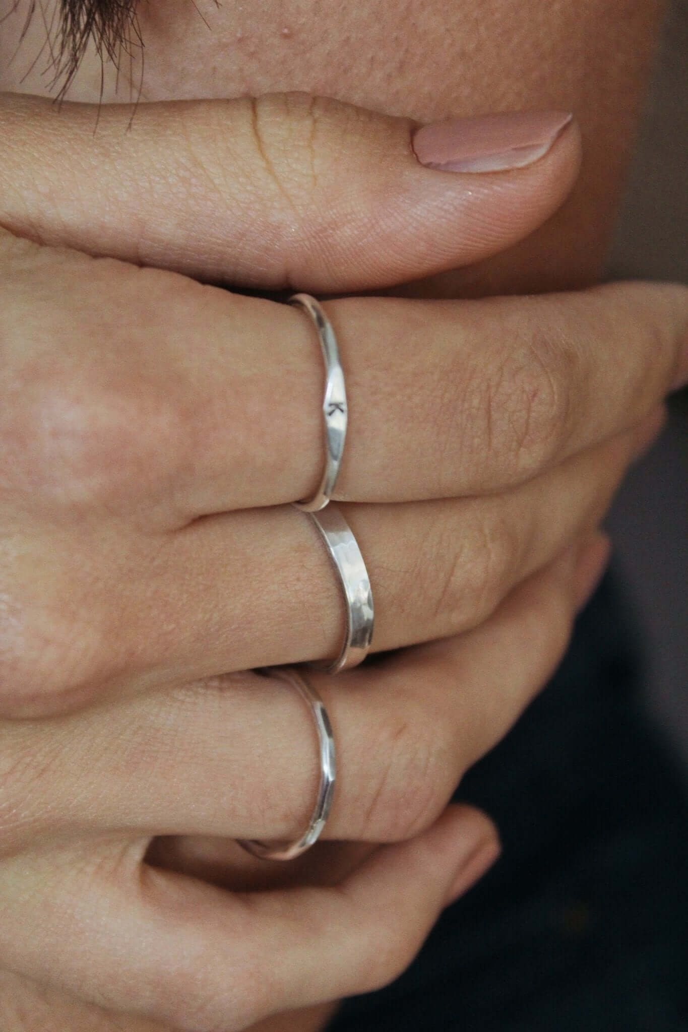 Sterling Silver Hammered Stacking Ring - Jewellery Hut