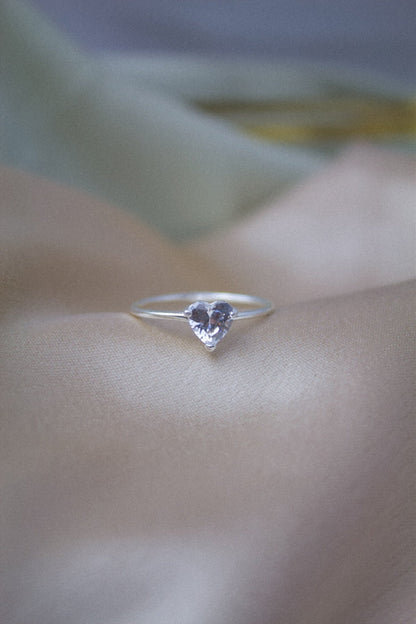 Sterling Silver Heart Cubic Zirconia Ring - Jewellery Hut