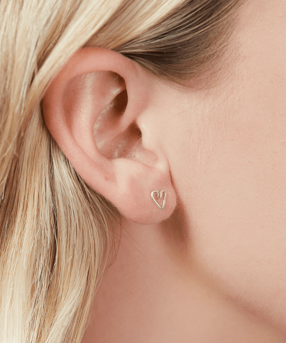 Sterling Silver Heart Studs - Jewellery Hut