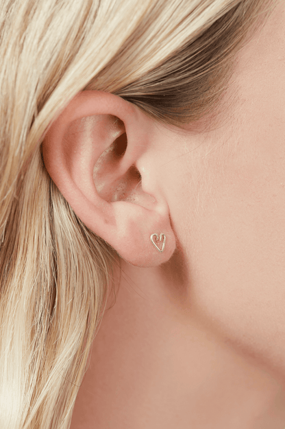 Sterling Silver Heart Studs - Jewellery Hut