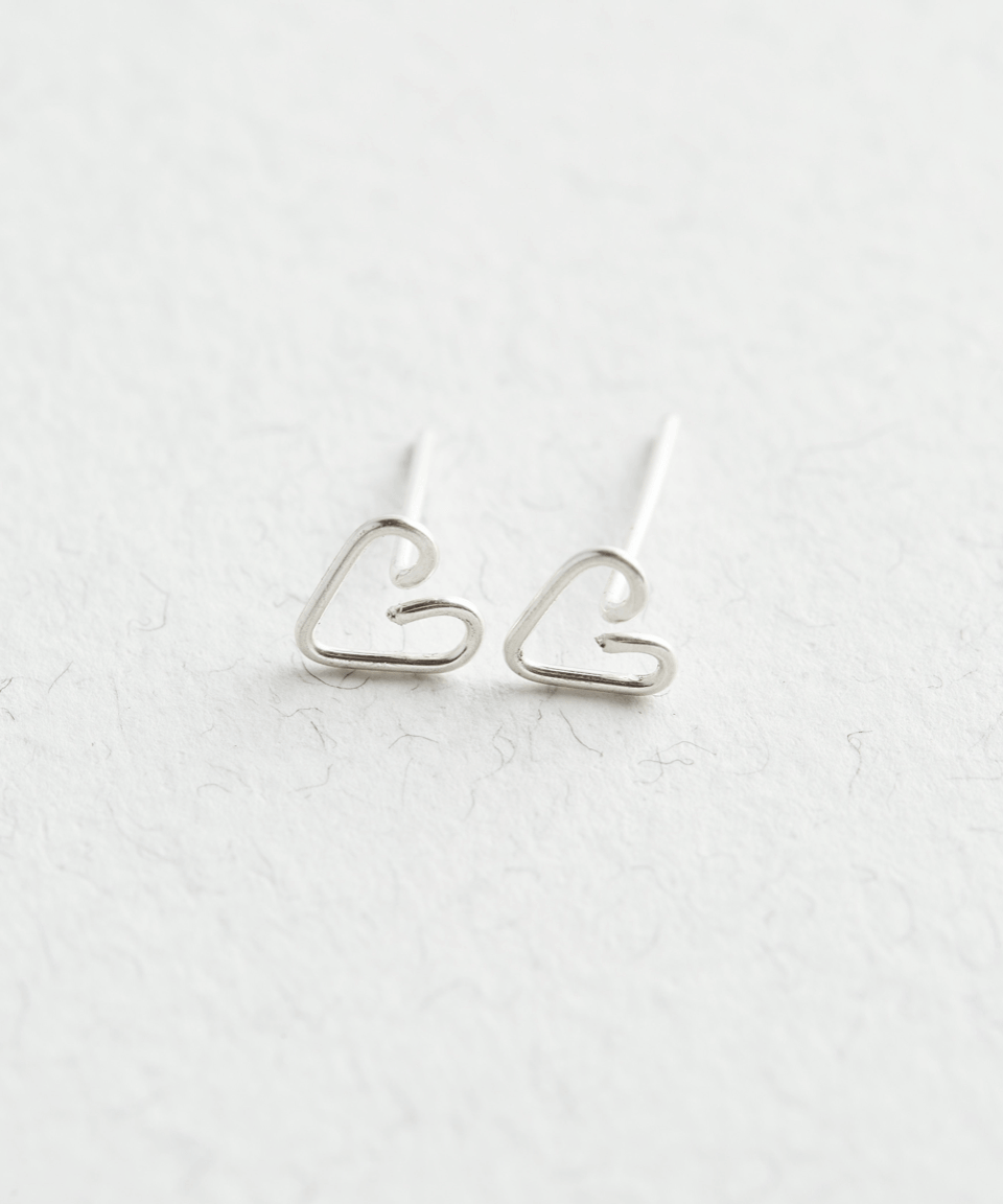 Sterling Silver Heart Studs - Jewellery Hut