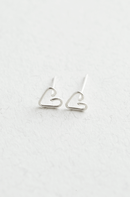 Sterling Silver Heart Studs - Jewellery Hut