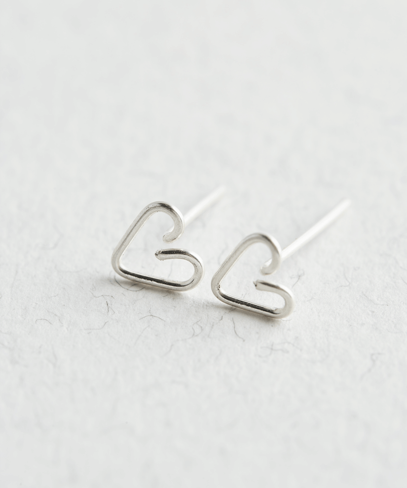 Sterling Silver Heart Studs - Jewellery Hut