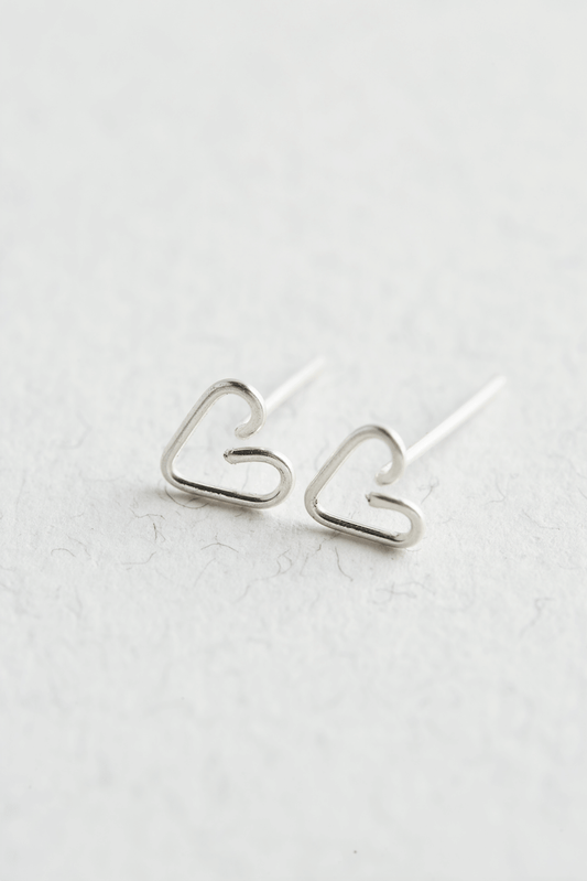 Sterling Silver Heart Studs - Jewellery Hut