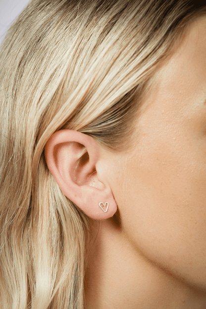 Sterling Silver Heart Studs - Jewellery Hut