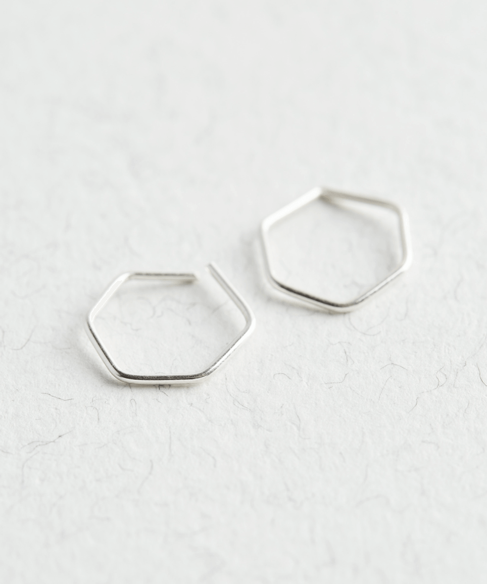 Sterling Silver Hexagon Hoops - Jewellery Hut