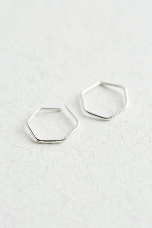 Sterling Silver Hexagon Hoops - Jewellery Hut