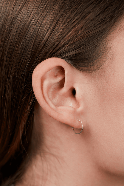 Sterling Silver Hexagon Hoops - Jewellery Hut