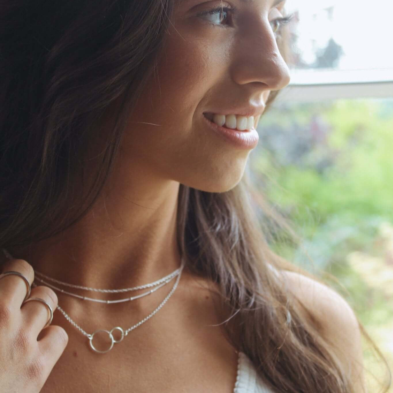 Sterling Silver Interlocking Rings Necklace - Jewellery Hut
