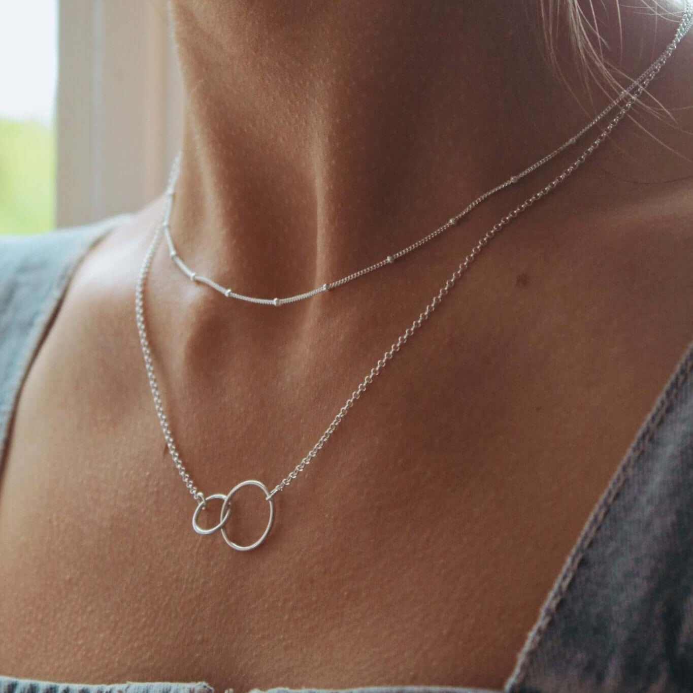Sterling Silver Interlocking Rings Necklace - Jewellery Hut