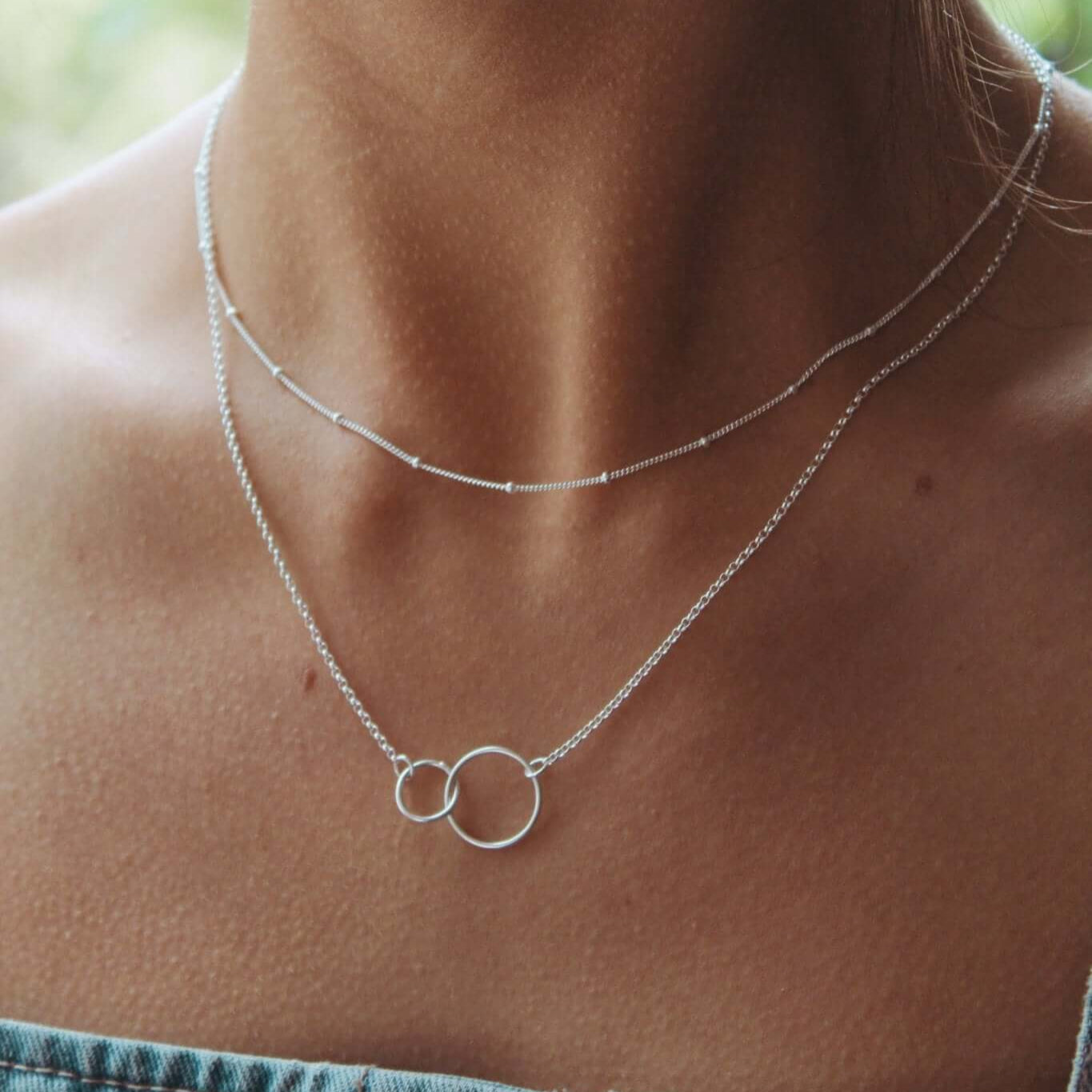Sterling Silver Interlocking Rings Necklace - Jewellery Hut