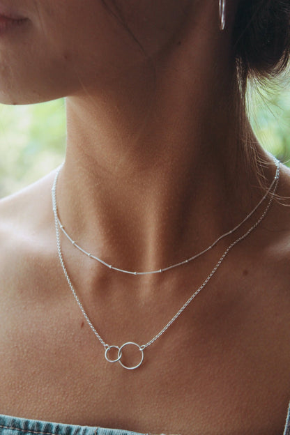 Sterling Silver Interlocking Rings Necklace - Jewellery Hut