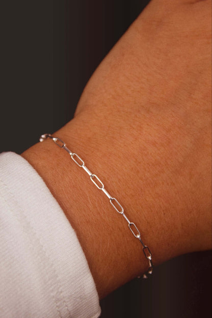 Sterling Silver Paper Clip Chain Bracelet - Jewellery Hut