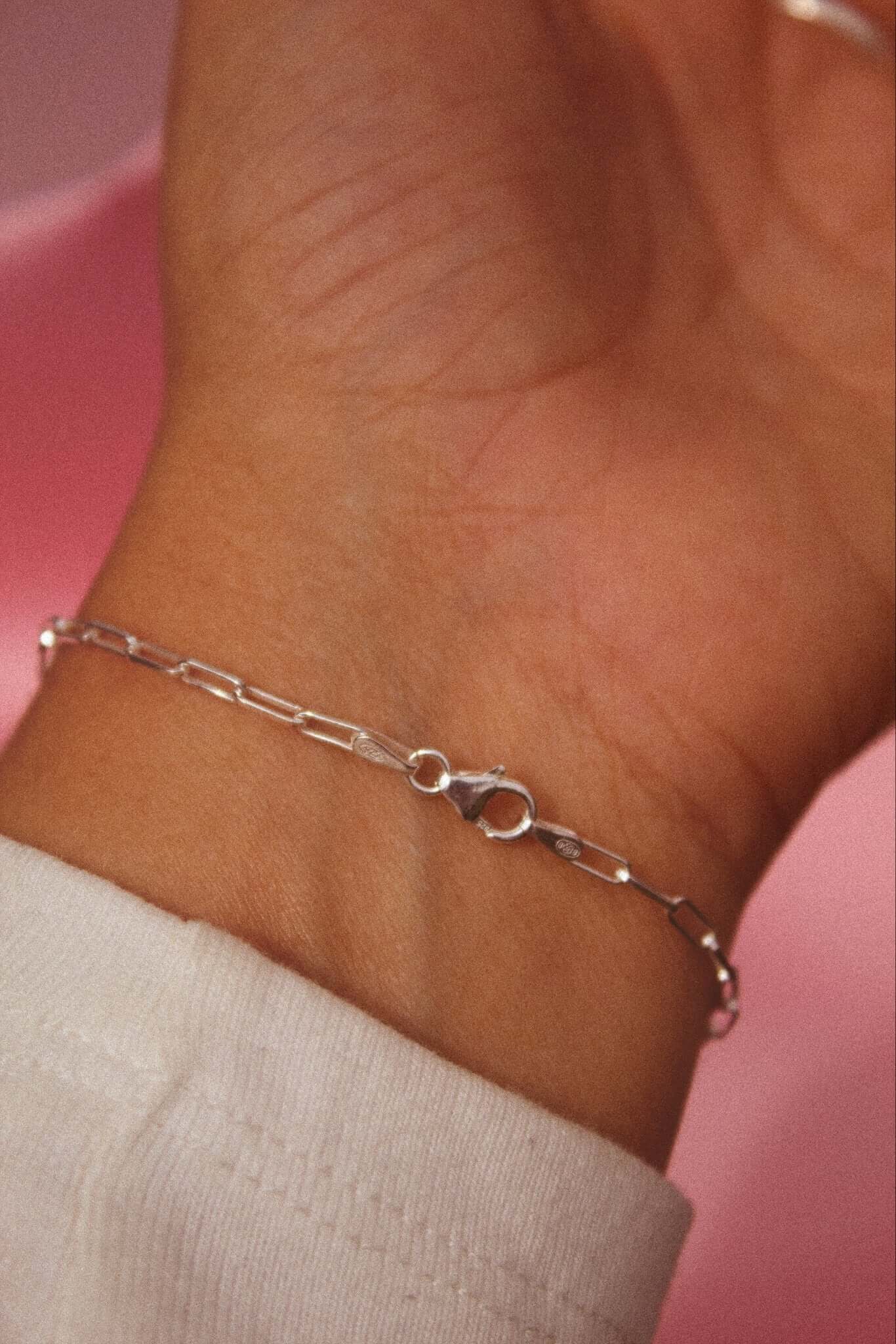 Sterling Silver Paper Clip Chain Bracelet - Jewellery Hut