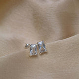 Sterling Silver Rectangle Cubic Stud Earrings - Jewellery Hut