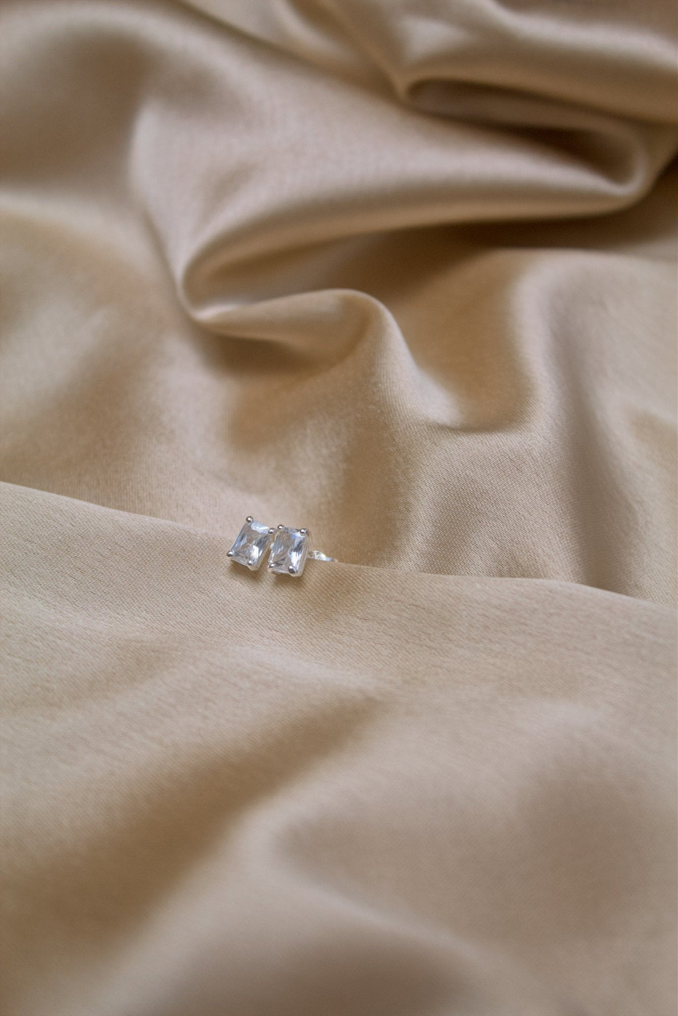 Sterling Silver Rectangle Cubic Stud Earrings - Jewellery Hut