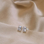 Sterling Silver Rectangle Cubic Stud Earrings - Jewellery Hut