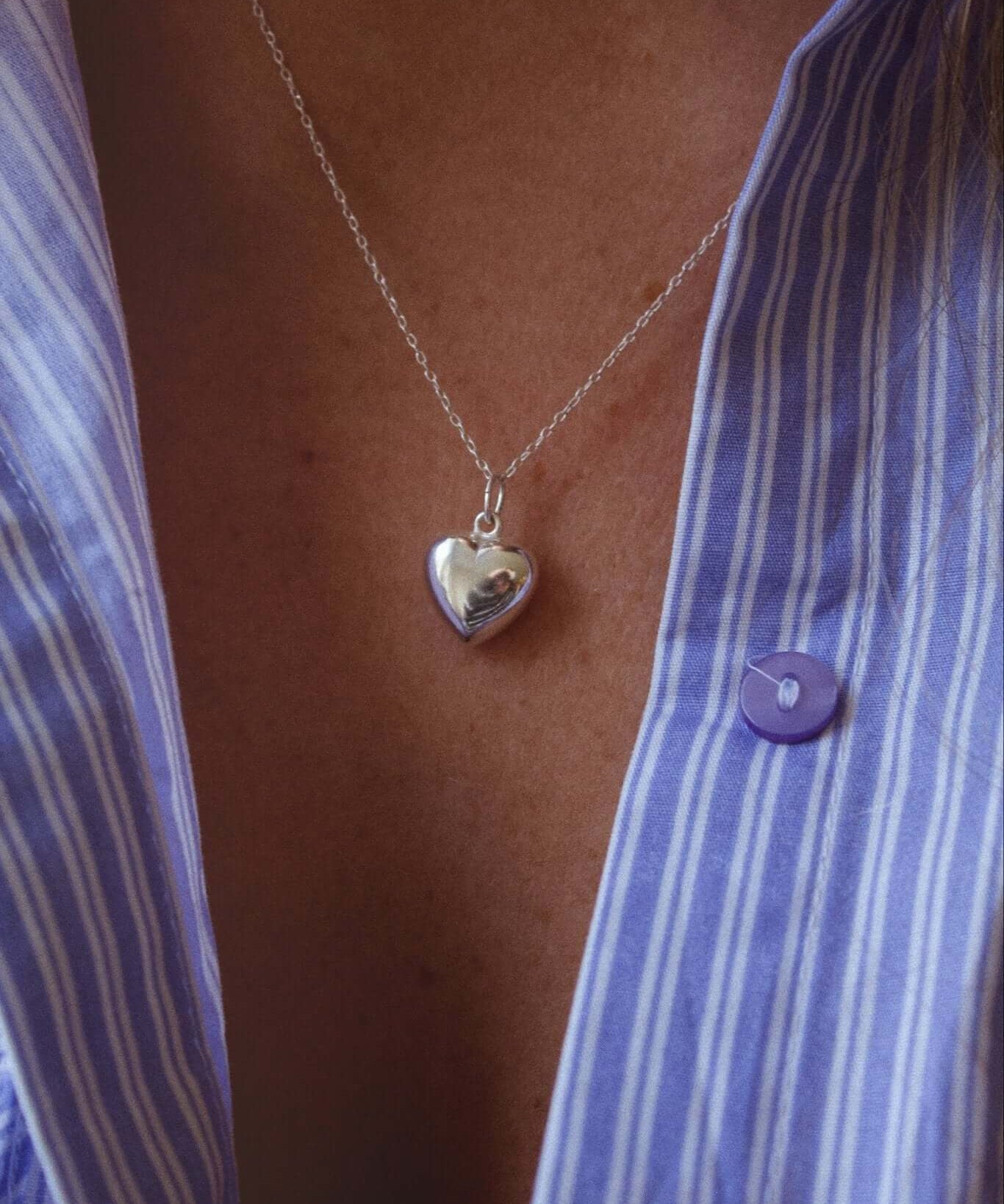 Sterling Silver Solid Heart Necklace - Jewellery Hut
